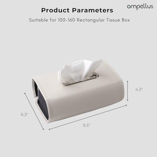 Premium PU Leather Car Tissue Holder, Classic Style, Rectangular, Black - color: Black
