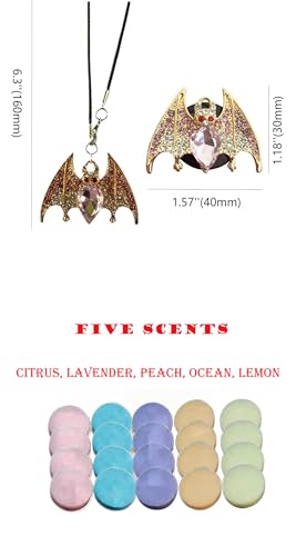 New Bat Aromatherapy Car Decoration Clip Car Air Vent Decorative Fragrance Bat Rearview Mirror Pendant Holidays And Festivals Pendant (Gold Bat & Gold Bat Pendant) - size: Gold Bat & Gold Bat Pendant