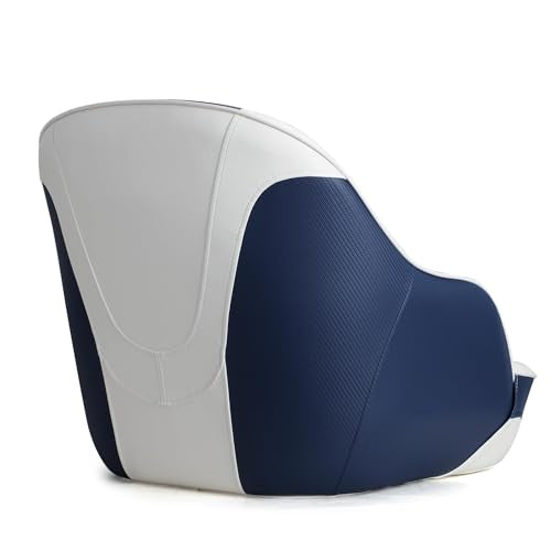 NORTHCAPTAIN Pontoon Boat Seat Captain Bucket Seat with Boat Seat Cover - color: D-White/Navy Blue