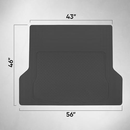 BDK OF-554 Rubber Car Floor Mats, Universal Front & Rear Combo Set with Trunk Cargo Mat Liner for Car Sedan SUV Van, Heavy Duty All Weather Trim to Fit - color: Black