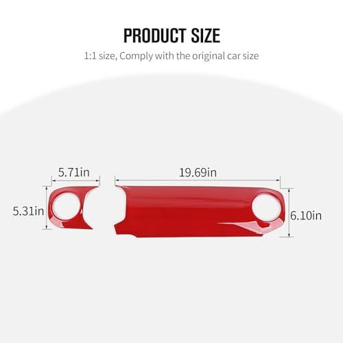 JeCar Dashboard Panel Trim Cover Center Console Decoration Kit Interior Accessories Compatible with Jeep Wrangler 2024 JL JLU & Gladiator JT Truck, Red