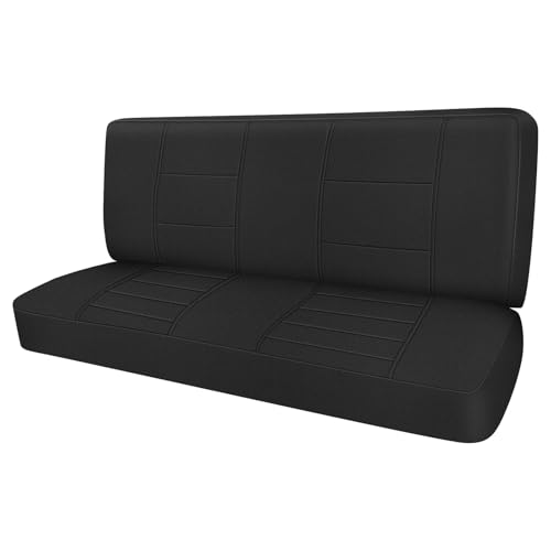 Truck Bench Seat Cover Compatible with 1961-1987 Chevy C10/20 & K10/20, Heavy Duty Knitted Fabric with Sponge Seat Cushion, Black - color: black