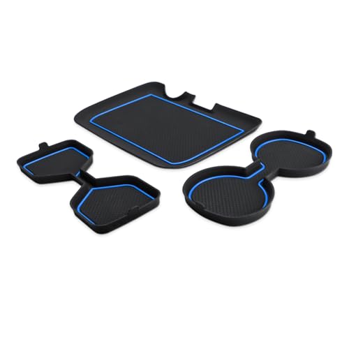 Auovo 3D Cup Holder Insert Liners Compatible with Toyota RAV4 Accessories 2025 2024 2023 2022 2021 2020 2019 Car Custom Cup Holder Mats Pads 3-pc Set (Blue Trim) - color: Blue, size: 3PCS