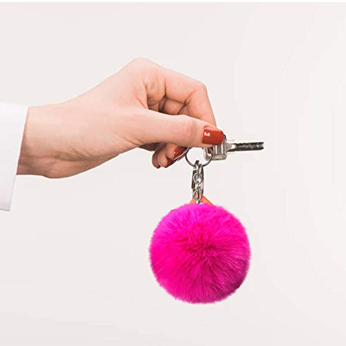 Cute Faux Rabbit Fur Ball Pom Pom Keychain Car Key Ring Handbag Tote Bag Pendant Purse Charm - color: Rose
