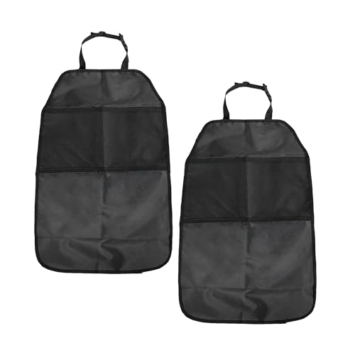 2 PCS Kick Mat Back Seat Protector, Waterproof Car Backseat Protective Kick Mat with 2 Mesh Pockets, Large Vehicle Seat Back Kick Mat Organizer for Kids, Car Accessories (2PCS)