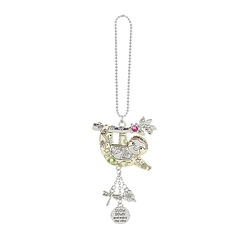 Ganz Slow Down and Enjoy The View Silver Tone Sloth 2 x 2 Metal Decorative Hanging Car Charm Accessory