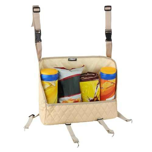 Car Organizers and Storage Purse Holder, Large Capacity Car Net Pocket Handbag Holder, Automotive Consoles & Backseat Organizer, Leather Back Seat Bag Between Car Front Seats, Beige - color: Beige