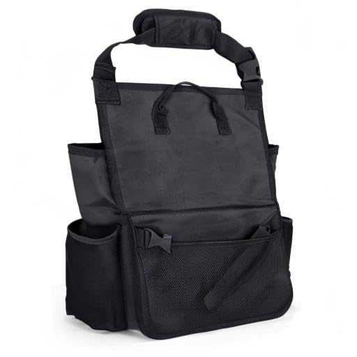 LUXJA Car Front Seat Organizer with Cover and Laptop Sleeve, Car Seat Organizer with Back Adjustable Straps, Black - color: Black