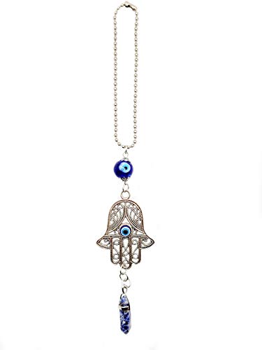 LUCKBOOSTIUM Hand Protection Amulet Car Rearview Mirror Hanging Ornament Evil Eye Charms Accessories Good Luck (2"x11" Blue Spotted Stone) - color: Blue Spotted Stone
