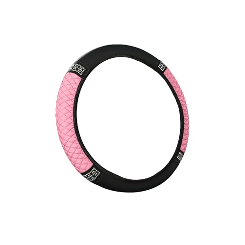 Bling Car Steering Wheel Cover, 15 Inch Rhinestones Soft Leather Elastic Steering Wheel Protector, Universal 15 Inch for Women Girls, Fit Vehicles, Sedans, SUVs, Vans, Trucks (Pink) - color: Pink