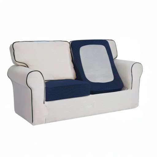 Easy-Going Stretch Individual Loveseat Couch Cushion Cover Sofa Cushion Furniture Protector Sofa slipcover Soft Flexibility with Elastic Bottom (2-Piece Loveseat Cushion Cover, Navy) - color: Navy, size: 2-piece