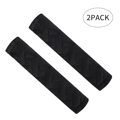 2-Pack Soft Seat Belt Covers Universal Car Shoulder Pad Cushions with Braid Pattern for Comfortable Driving & Bag Strap Protection Black