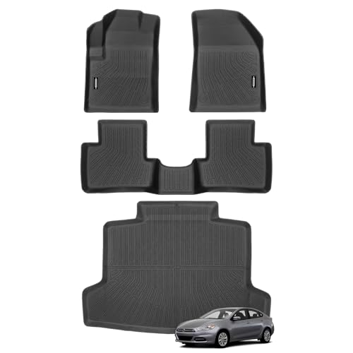 Custom Fit Floor Mats for Dodge Dart 2013-2016, All Weather TPE Floor Liners with Trunk Mat, Odorless Full Set Interior Accessories - size: 37)Dart|2013-2016