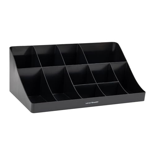 Mind Reader Cup and Condiment Station, Countertop Organizer, Coffee Bar, Kitchen, Stirrers, 17.875"L x 9.5"W x 6.625"H, Black - color: Black