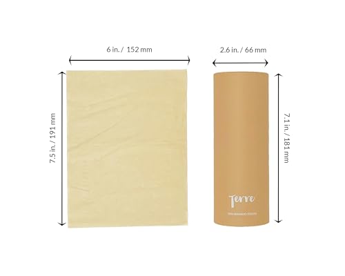 Terre Bamboo Car Cylinder Tissues, 3-Ply, Unbleached, PFAS Free, Refillable, 4 Pack (200 Sheets Total), FSC-Certified, Car Tissue Holder with Facial Tissues, Tree-Free, Eco-Friendly, Sustainable