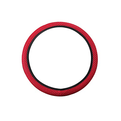 Elastic Stretch Steering Wheel Cover, Universal 15 Inch Automotive Steering Wheel Cover, Microfiber Breathable Ice Silk, Anti-Slip, Odorless, Easy Carry,Warm in Winter and Cool in Summer (Red1) - color: Red1