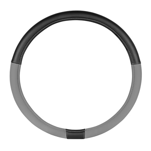 Cat® BigDrive Faux Gray/Black Leather Semi Truck Steering Wheel Cover, Fits RV and Big Rig Trucker, Steering Wheel Cover for Trucks 18 Wheeler - X-Large 17.5" - 18" Inches - color: Black/Gray BigDrive, size: XL Big Rig (17.5-18")