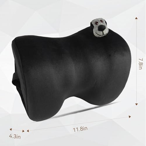 1Pcs Black Car Headrest Memory Foam Neck Pillow 11.8 X 7.8” Soft and Comfortable Seat Head Pillow Cushion Features Adjustable Straps for Most Sedans, SUVs, Home, and Office Settings - color: Black