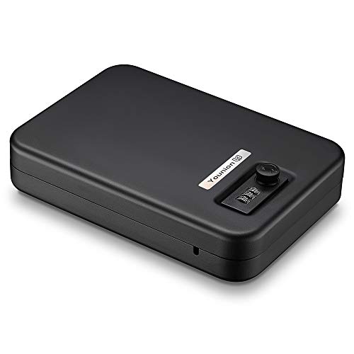 Younion Pistol Safe, Portable Travel Gun Safe,Handgun Lock Box, Gun Safes for Cars, Black - color: Dial lock