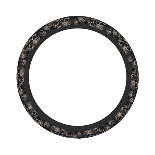 Gothic Black Skull Universal Steering Wheel Covers, Cute Car Accessories for Women Girls Car Truck - color: Gothic Black Skull2