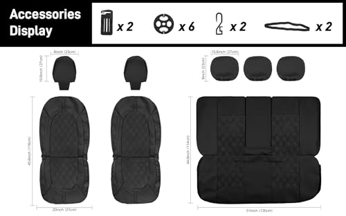 Luxury PU Leather Car Seat Covers Front Set - Anti-Stain Waterproof Automotive Seat Covers for Cars - Universal Car Interior Covers Seat Protectors for SUVs Pick-up Trucks(Black)