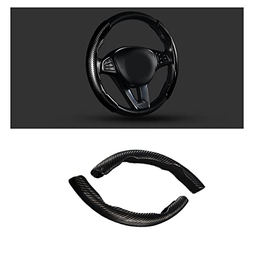 Steering Wheel Cover, 2PCS Segmented Steering Wheel Protector, Carbon Fiber Anti-Slip and Durable Car Accessory, Universal Fit for Most Cars,SUVs (Carbon Fiber Black) - color: Carbon Fiber Black