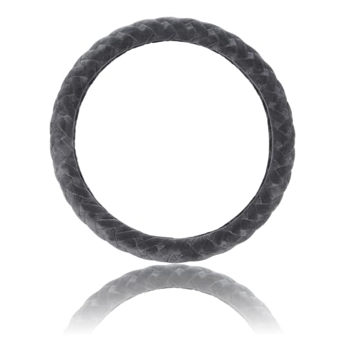 Flying Banner car Steering Wheel Cover Massage Velvet Warm Universal Size 15 inches SUV Truck Anti Slip Odorless Summer Winter (Gray, Velvet Massage) - color: Gray
