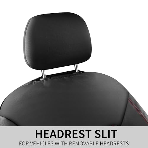 HChengkikz Car Seat Cover, Breathable and Waterproof Leather Seat Covers, Luxury PU Universal Fit Automotive Airbag Compatible for Cars Sedans SUV and Trucks (2 Pieces, Front Seat, Black + Redline) - color: N1 Black Redline, size: Front Seat