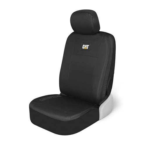 CAT DuraDrive Car Front Seat Cover – (1) pc, Black Oxford, Heavy Duty Protection, Semi-Universal Fit – Durable Water-Resistant Auto Seat Protector for Truck, SUV, Sedan – Easy Install & Washable - color: Black 1 Front