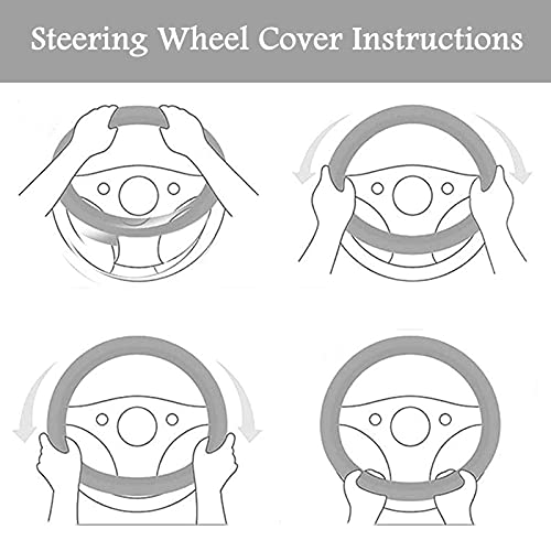 ZYNQACC 4PCS Set Fluffy Steering Wheel Covers with Handbrake Cover&Gear Shift Cover&Plush Keychain Faux Wool Furry Steering Wheel Cover For Women Auto Interior Universal Fit for 15 Inch (Black)
