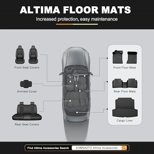 Floor Mats & Cargo Liner Fit for Nissan Altima 2019-2025 2026, Front & 2nd Row, TPE Rubber All Weather Protection Heavy Duty Floor Liners Anti-Slip Car Mats Nissan Altima Accessories - style: 7)19-25 Altima Floor & Cargo Mats