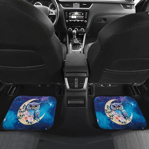 Moon Owl Blue Galaxy Automotive Floor Mats Front and Rear Car Mat Carpet Set 4 Pcs Fit for SUV,Vans,sedans,Trucks - color: Moon Owl Blue Galaxy