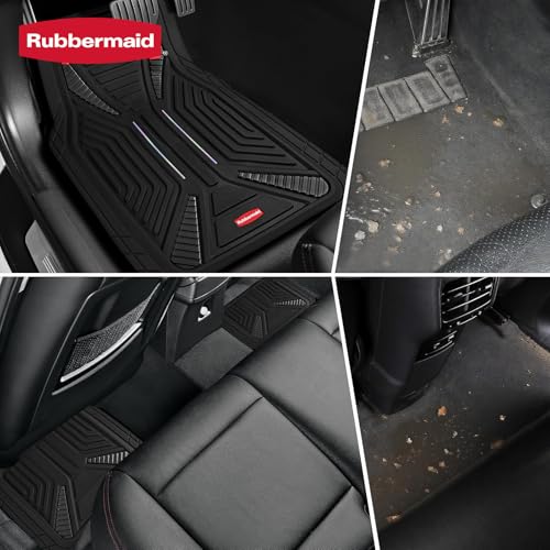 Rubbermaid Car Mat Full Set, Universal Trim-to-Fit Heavy-Duty Car Floor Mats – 4-Piece Set for All Weather Protection – Durable Rubber Mat for Cars, Trucks, SUVs & Vans-Black - color: Black