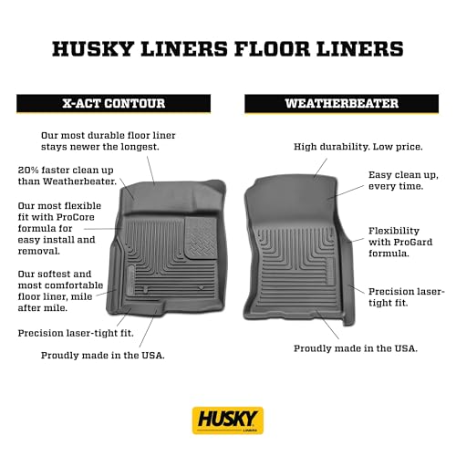 Husky Liners X-act Contour Floor Mats | Fits 2008-2017 Buick Enclave; 2009-2017 Chevrolet Traverse; 2007-2017 GMC Acadia (2017 Limited Only); 2007-2010 Saturn Outlook | Front Row, 2-pc Black - 53141