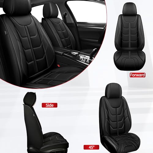 2PCS Custom Fit Faux Leather Front Seat Covers for Nissan Frontier 2007-2026, Anti-Slip & Airbag Compatible, Black - color: #077 Black, size: 2 Front Seats