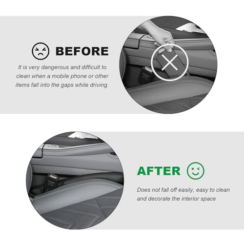 2PCS Leather Car Seat Gap Filler, No-Drop Seat Side Gap Plug Crevice Blocker with Securing Strap, Elastic Filler Block The Gap Between Seats & Console for Truck SUV Sedan (Black) - color: Black