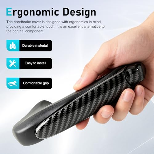 Emergency Brake Parking Handle Cover, ABS Car Handbrake Protector, Carbon Fiber Texture Decoration Accessories, Compatible with Civic 2006-2011 47115-SNA-A82ZA (Black)