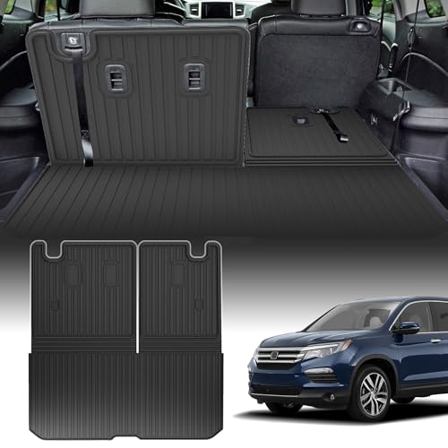Cargo Mat Fit for 2016-2025 Honda Pilot (No Elite) - AOMSAZTO Trunk Mat with Backrest Mat TPE Cargo Liner Trunk Liner Replacement for 2022 Pilot Accessories Cargo Tray Rear Seat Back Protector