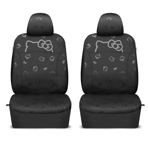 Carbella Hello Kitty Car Seat Covers - Cute Front Seat Covers, PU Leather Seat Covers for Cars, SUV, Van, Trucks, Hello Kitty Car Accessories 2pc Black - color: Seat Covers Leather-Black, style: Hello Kitty