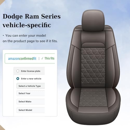 Coverado Dodge Ram Seat Covers Full Set, Waterproof Ram 1500 Seat Cover Compatible with 2002-2026 Dodge RAM 1500 2500 3500 Crew Quad Cab with Curved Bench, Coffee - color: Coffee (curved back), size: FullSet (Curved Back)