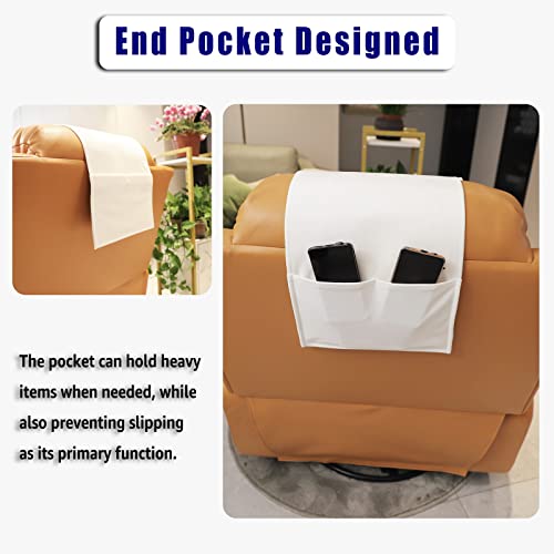 Velvet Recliner Head Pillow with Non-Slip Base - Adjustable Neck Support for Pain Relief in Home, Office and Travel (Nature White) - color: Nature White