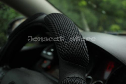 Steering Wheel Cover -Odorless, Cooler Hands in Summer, Warmer Hands in Winter (Black)