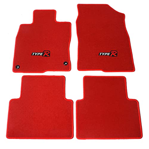 EVPROXP Floor Mats Compatible with 16-21 Civic, Factory Fitment Carpet Front & Rear 4PCS Set, Red Nylon, with Type R