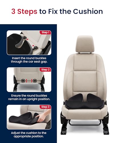 Gel Wedge Car Seat Cushion for Driving Relieves Tailbone Pain, Composite Gel Memory Foam for Cool & Support Comfort, Ergonomic Car Seat Pillow, Elevated Back for Wider Vision, Anti-Slip Design