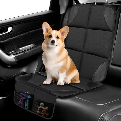 PandaEar 2 Pack Car Seat Protector for Child, Baby Waterproof Car Seat Cover with Non-Slip Insert, 600D Fabric CarSeat Mat with Thickest Padding & Mesh Pockets