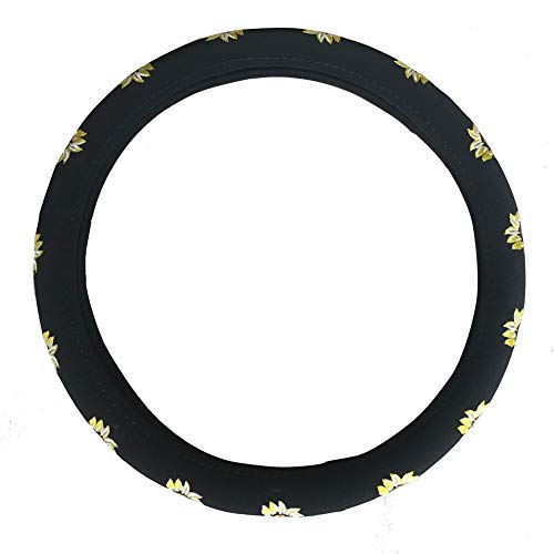 Mayco Bell Automotive Women Embroidery Cute Car Steering Wheel Cover (Sunflower) - color: Sunflower