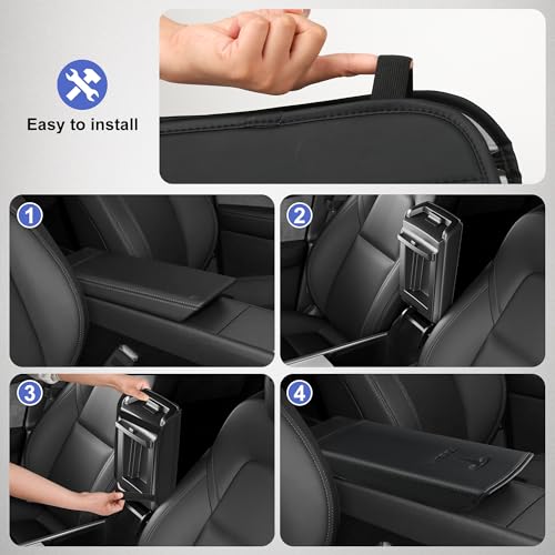 Center Console Armrest Cover Designed for Tesla Model 3 Highland 2024-2027/Model Y Juniper 2025-2027 Refresh,Center Console Accessories for Model 3/Y Interior Accessories 2026 Black