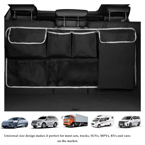 Large Capacity Car Trunk Organizer,Six Pockets Trunk Storage Organizer with Adjustable Straps,Wear-Resistant Oxford Fabric Hanging Trunk Organizer for Car Truck SUV