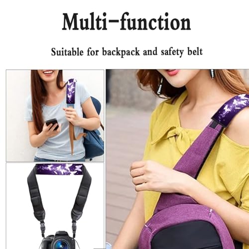 Dolyues Purple Auto Seat Belt Cover with Adjustable Shoulder Strap Pads, Butterfly Print Comfort Soft Seatbelt Cushion for Adult Women Men 2 Pack Full Sets Car Accessories - color: Butterfly Print