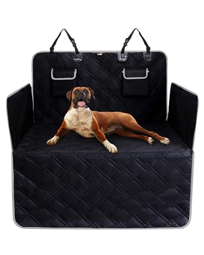 Toozey Dog Car Seat Cover for Back Seat - Standard Size 72.8"×40.6" for Sedans, Midsize SUVs & Vans | Waterproof 600D Oxford with Side Walls, Non-Slip Backing & Storage Pockets | Black - size: Standard (72.8 x 40.6 Inches)